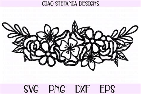 Flower Bouquet Flowers Half Wreath Svg Cut File 519825