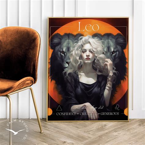 LEO Art Zodiac Sign Poster Digital Download Star Sign Print - Etsy