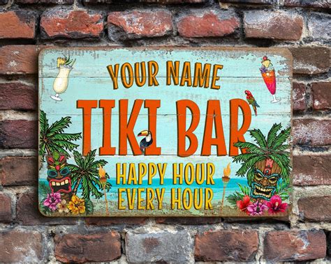 Personalized Tiki Bar Sign Poolside Bar Sign Weatherproof Uv Protected