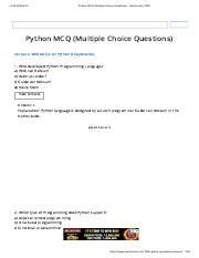 Comprehensive Python MCQs 1000 Questions For Mastery Course Hero