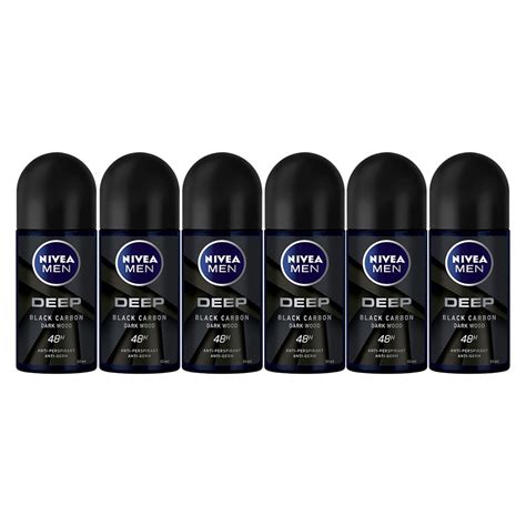 NIVEA MEN DEEP Anti-perspirant Roll-On Deo with Active Charcoal, 6x50ml ...