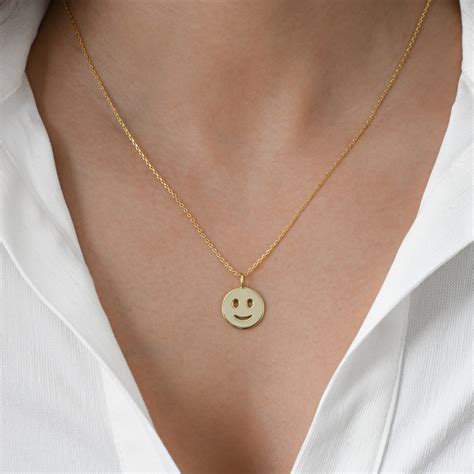 Smiley Face Necklace Happy Face Necklace Smiley Face Jewelry Emoji