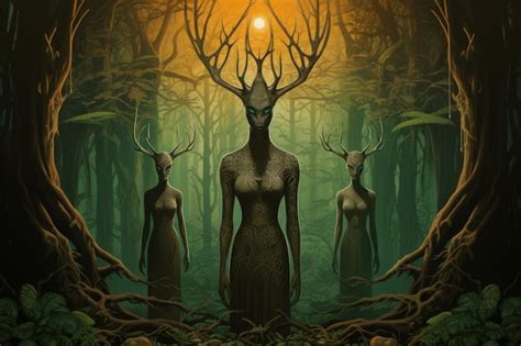 Premium AI Image | Ancient forest spirits guarding the secrets of the woodland realms Generative AI