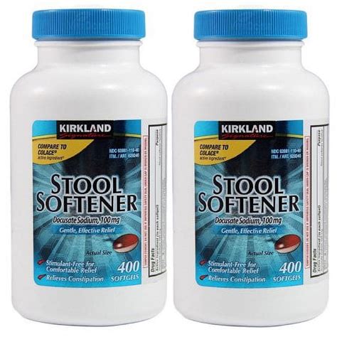 Kirkland Signature Stool Softener 100 Mg 400 Softgels Pack Of 2