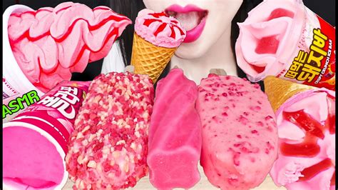 Asmr Pink Ice Cream Feast Parfait Ice Cracking Chocolate Ice Cream