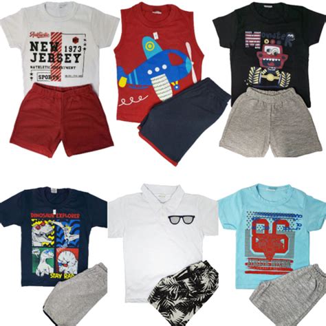 Kit lote 3 conjunto infantil menino roupa infantil masculino verão 4 6