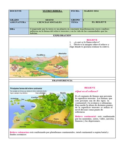 Guia Geografia Sexto Geografia El Relieve 2 Descargar Gratis Pdf