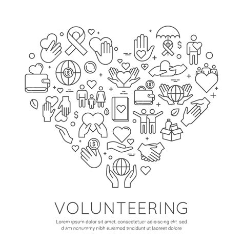 Volunteer Charity Care Vector Design Images Volunteer Line Poster