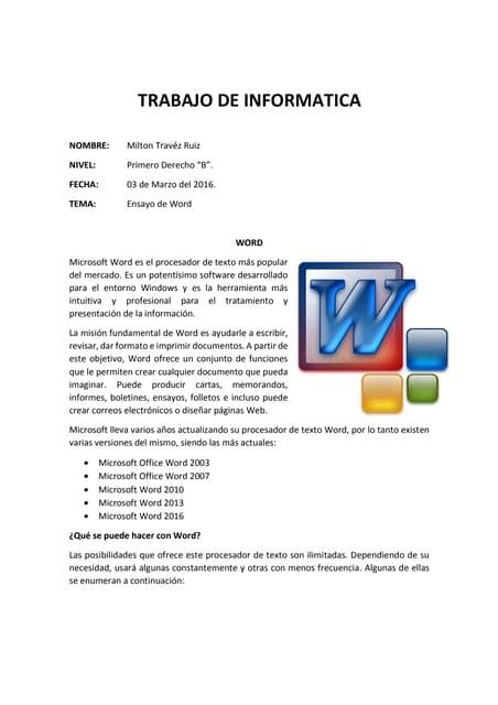 Ensayo Sobre Word