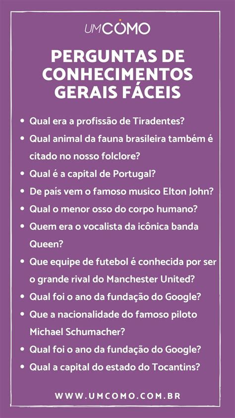 150 Perguntas De Conhecimentos Gerais Para Gincana Com Respostas