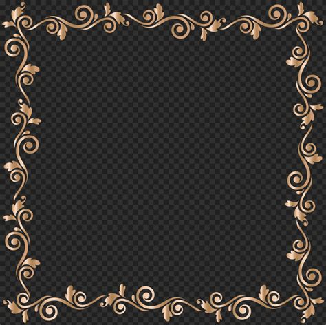 Brown Gold Decorative Pattern Square Frame PNG | Citypng