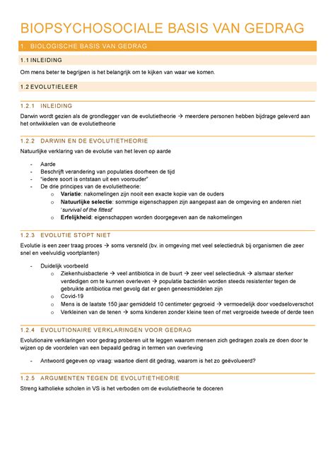 Biopsychosociale Basis Van Gedrag BIOPSYCHOSOCIALE BASIS VAN GEDRAG 1