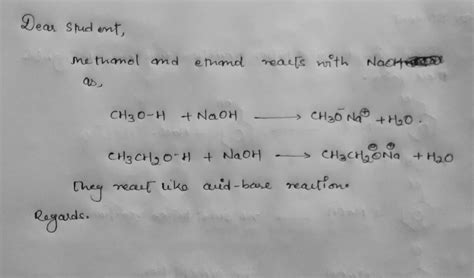 Complete The Reaction Of Ethanol And Methanol In The Presence Of Dilute Naoh Chemistry