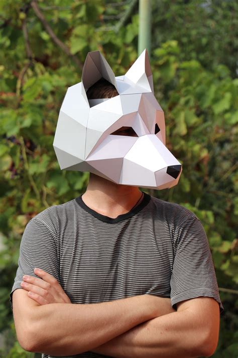 Wolf Mask Low Poly Wolf Diy Paper Craft Mask Wolf Pdf Template For