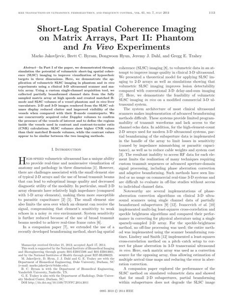 Pdf Short Lag Spatial Coherence Imaging On Matrix Arrays Part Ii