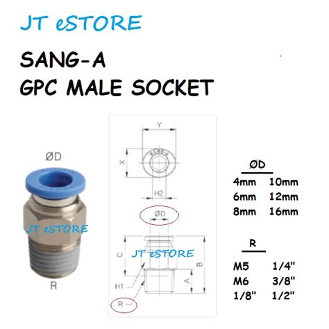 Jt Estore Sang A Gpc Male Straight Socket Pneumatic Fittings Air