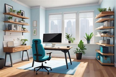 Premium Photo Ergonomic Excellence Flat Vector Healthy Home Office