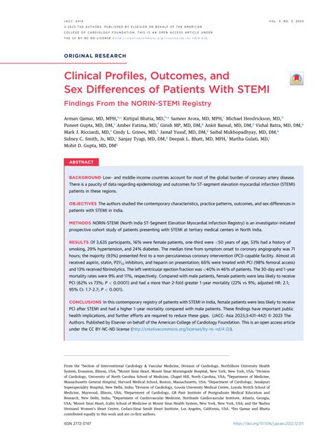 Pdf Clinical Profiles Outcomes And Sex Differences Of Patients With Stemi