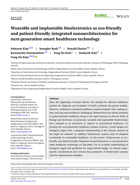 Pdf Wearable And Implantable Bioelectronics As Eco‐friendly And Patient‐friendly Integrated