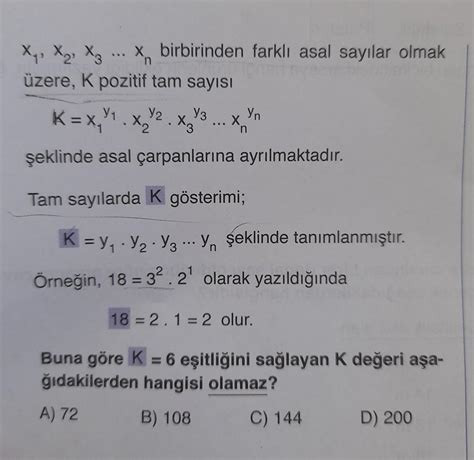 1 X₁ X₂ X3 X Birbirinden Farklı Asal Sayılar Olmak üzere K Pozitif Tam Sayısı K X₁1