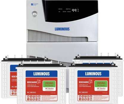 Luminous ICruze 5000 4KVA 48Volt Inverter And RC18000 150Ah With 4