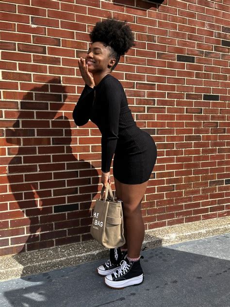 Black Girl Outfits Black Ribbed Dress In 2022 Black Girl Fashion