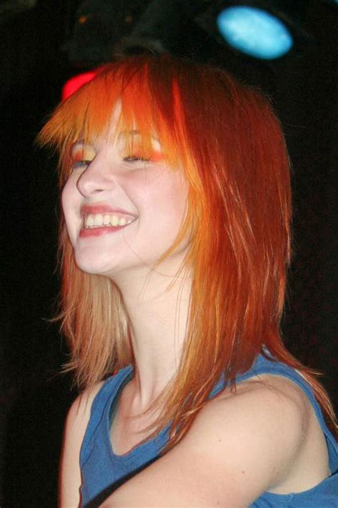 Hayley Williams Straight Orange Angled Choppy Layers Colored Bangs