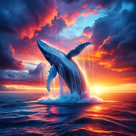 Blue Whale Breaching at Sunset | Ansiklopedika Images