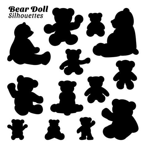 Collection of teddy bear silhouette illustrations 35904391 Vector Art at Vecteezy