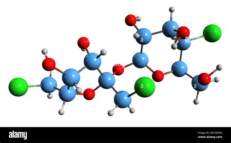 3d Image Of Sucralose Skeletal Formula Molecular Chemical Structure