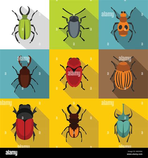 Bugs Icons Set Flat Illustration Of Bugs Vector Icons For Web Stock