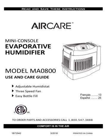 Aircare Ma Gal Evaporative Humidifier For Sq Ft Use