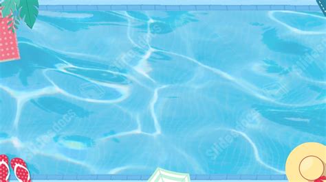 Blue Summer Swimming Pool Cartoon Powerpoint Background For Free