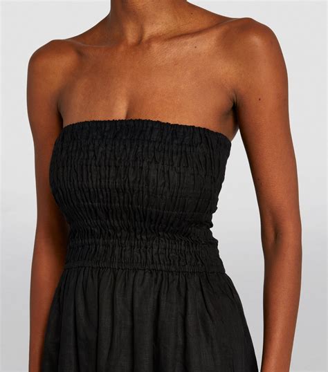 Faithfull The Brand Black Strapless Elmarie Midi Dress Harrods Uk