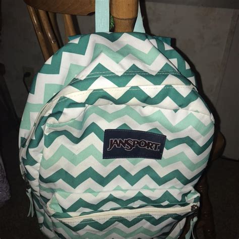 Turquoise Chevron Print Jansport Book Bag This Depop