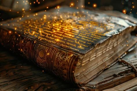 Premium Photo | An ancient spell book with magic glowing symbols