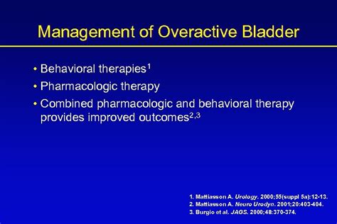 Pharmacotherapy For Overactive Bladder Rationale For Treatment Choice