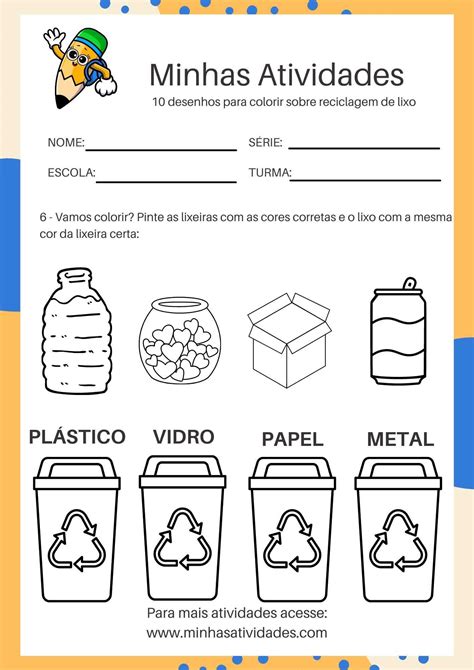 Caderno Atividades Para Colorir Sobre Reciclagem