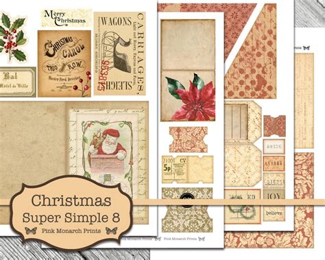 Christmas Super Simples 8 Junk Journal Kit Junk Journal Etsy