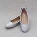 Silver Rock Glitter Flats With Back Satin Bow Bridal Shoes Bridesmaids