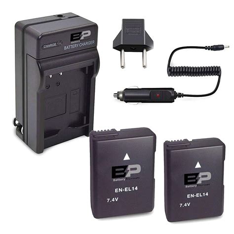 BP 2 Pack EN-EL14 EN-EL14A Replacement Batteries & Charger for Nikon Coolpix P7000, P7100, P7700