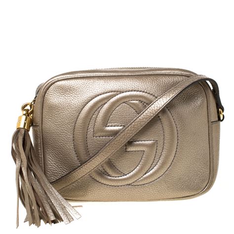 Gucci Metallic Beige Leather Small Soho Disco Crossbody Bag Gucci Tlc