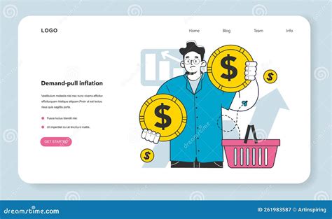 Demand Pull Inflation Web Banner Or Landing Page Growing Up Prices