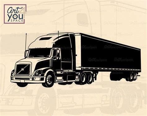 Semi Trailer Svg Files For Cricut Tractor Truck Clipart Etsy In 2021