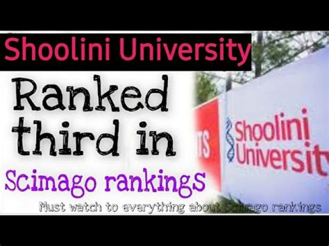 Scimago Institution Rankings Shoolini University Ranked Third In