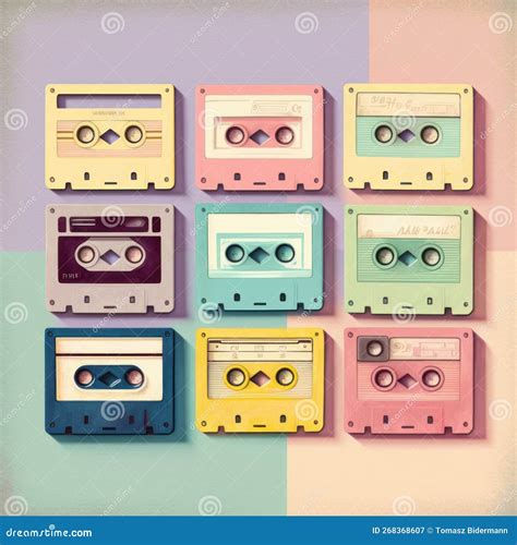 Vintage Music Cassettes Old School Record Technology Stock Illustration Illustration Of Tape