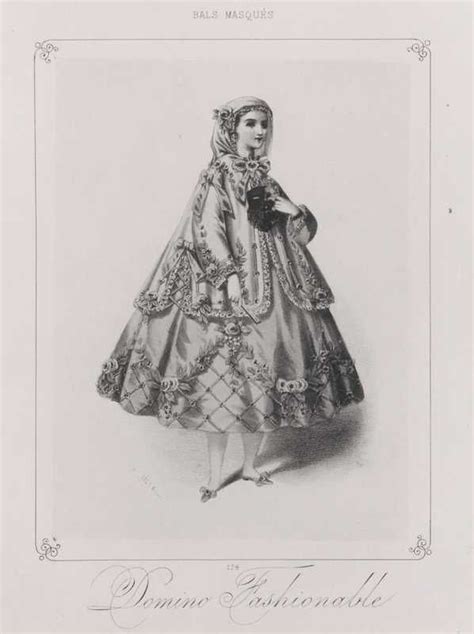 Early 1860s Fashion Plate Of A Fashionable Domino For Masked Balls