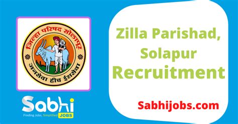 Zilla Parishad Solapur Recruitment Zpsolapur Gov In