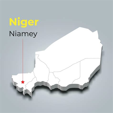 Niger 3d map with borders of regions and its capital 36124907 Vector