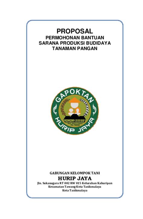 Pdf Proposal Permohonan Bantuan Sarana Produksi Budidaya Tanaman Pangan